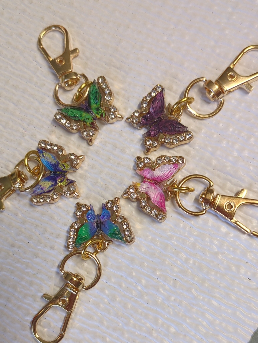 ❤️3/$10❤️Q74 Rhinestone Butterfly Keychain Charms - 5 Assorted Colors